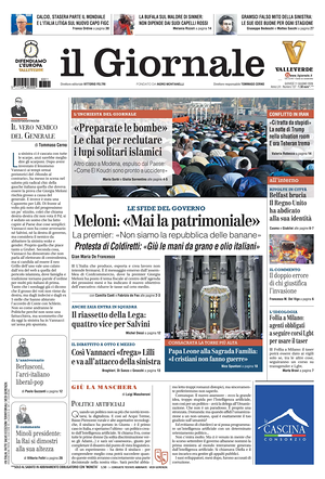 Prima pagina Il Giornale di oggi - Quotidiano nazionale