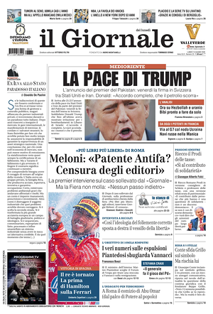 Prima pagina Il Giornale di oggi - Quotidiano nazionale