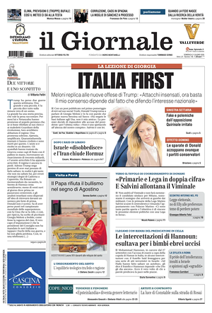 Prima pagina Il Giornale di oggi - Quotidiano nazionale