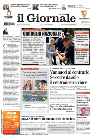 Prima pagina Il Giornale di oggi - Quotidiano nazionale