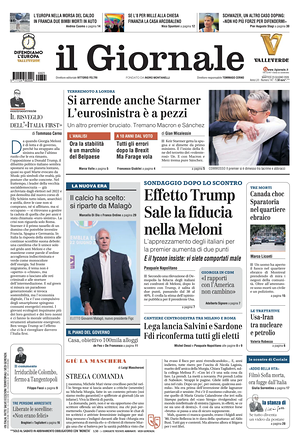 Prima pagina Il Giornale di oggi - Quotidiano nazionale