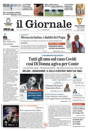 Prima pagina Il Giornale di oggi - Quotidiano nazionale