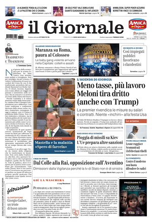 Prima pagina Il Giornale di oggi - Quotidiano nazionale