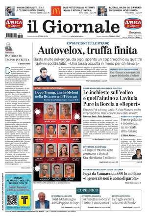Prima pagina Il Giornale di oggi - Quotidiano nazionale