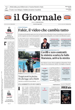 Prima pagina Il Giornale di oggi - Quotidiano nazionale