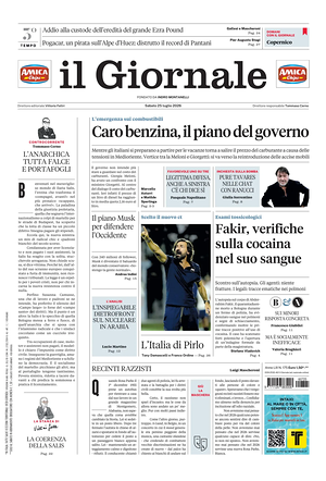 Prima pagina Il Giornale di oggi - Quotidiano nazionale