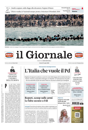 Prima pagina Il Giornale di oggi - Quotidiano nazionale