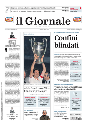 Prima pagina Il Giornale di oggi - Quotidiano nazionale