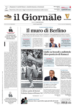 Prima pagina Il Giornale di oggi - Quotidiano nazionale