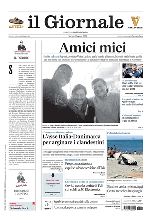 Prima pagina Il Giornale di oggi - Quotidiano nazionale
