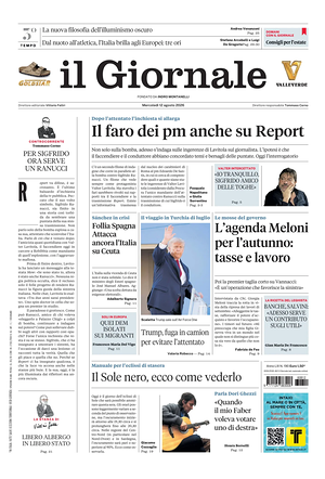 Prima pagina Il Giornale di oggi - Quotidiano nazionale
