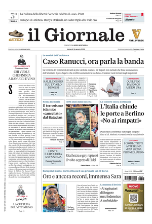 Prima pagina Il Giornale di oggi - Quotidiano nazionale