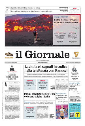 Prima pagina Il Giornale di oggi - Quotidiano nazionale