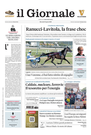 Prima pagina Il Giornale di oggi - Quotidiano nazionale