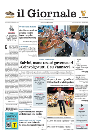 Prima pagina Il Giornale di oggi - Quotidiano nazionale