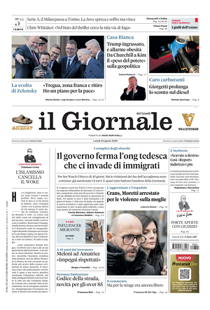 Prima pagina Il Giornale di oggi - Quotidiano nazionale