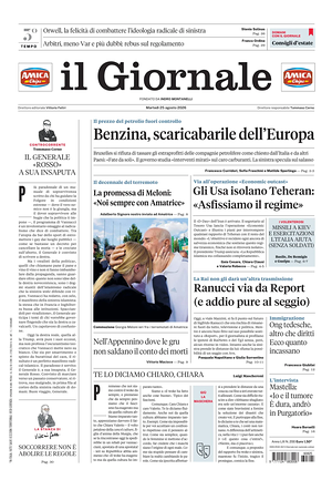 Prima pagina Il Giornale di oggi - Quotidiano nazionale