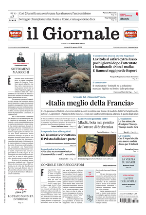 Prima pagina Il Giornale di oggi - Quotidiano nazionale
