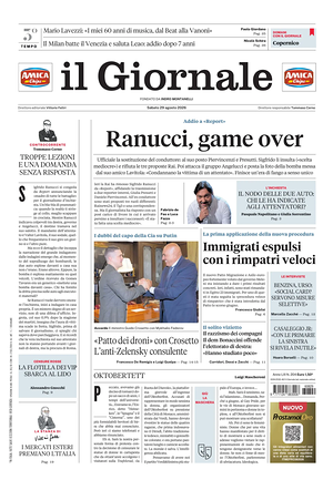 Prima pagina Il Giornale di oggi - Quotidiano nazionale