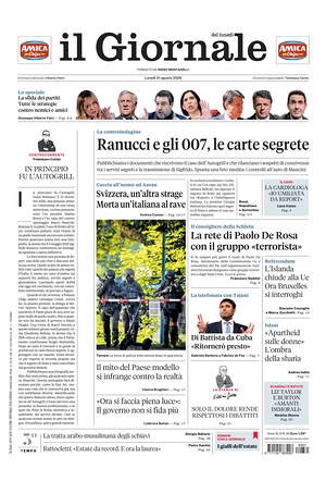 Prima pagina Il Giornale di oggi - Quotidiano nazionale