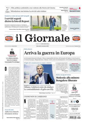 Prima pagina Il Giornale di oggi - Quotidiano nazionale