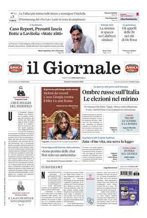 Prima pagina Il Giornale di oggi - Quotidiano nazionale