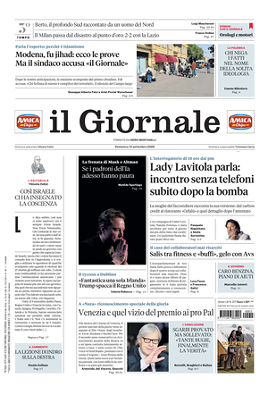 Prima pagina Il Giornale di oggi - Quotidiano nazionale