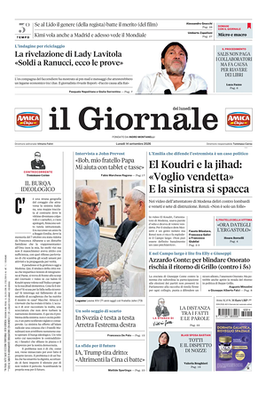 Prima pagina Il Giornale di oggi - Quotidiano nazionale
