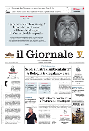 Prima pagina Il Giornale di oggi - Quotidiano nazionale