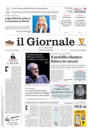 Prima pagina Il Giornale di oggi - Quotidiano nazionale