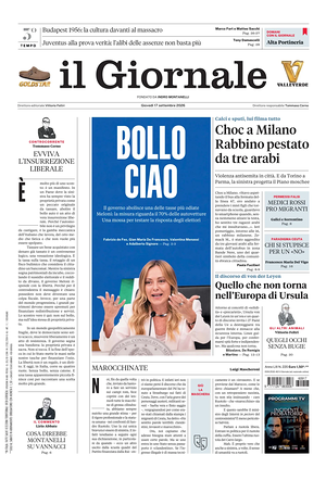 Prima pagina Il Giornale di oggi - Quotidiano nazionale