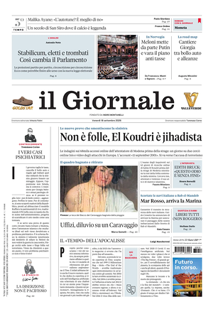 Prima pagina Il Giornale di oggi - Quotidiano nazionale