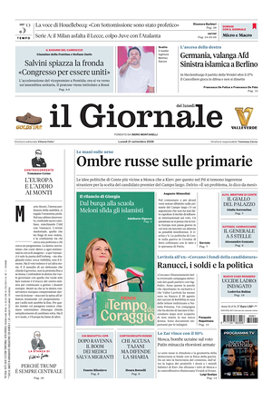 Prima pagina Il Giornale di oggi - Quotidiano nazionale