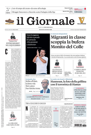 Prima pagina Il Giornale di oggi - Quotidiano nazionale