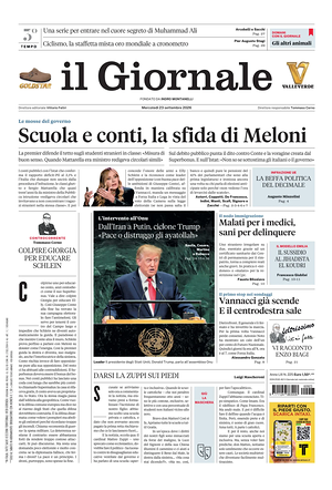 Prima pagina Il Giornale di oggi - Quotidiano nazionale