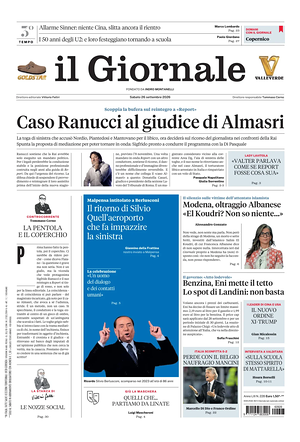 Prima pagina Il Giornale di oggi - Quotidiano nazionale