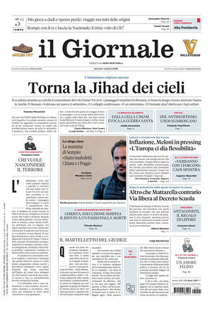 Prima pagina Il Giornale di oggi - Quotidiano nazionale