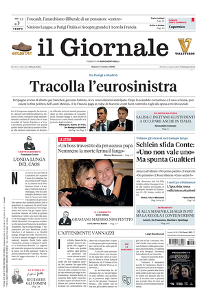 Prima pagina Il Giornale di oggi - Quotidiano nazionale
