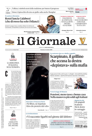 Prima pagina Il Giornale di oggi - Quotidiano nazionale