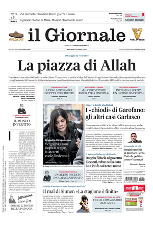 Prima pagina Il Giornale di oggi - Quotidiano nazionale