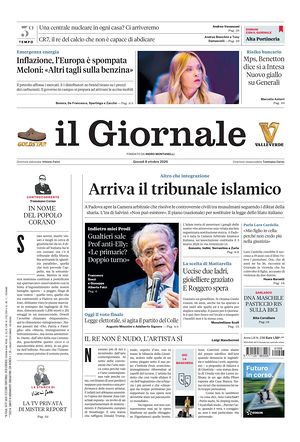 Prima pagina Il Giornale di oggi - Quotidiano nazionale
