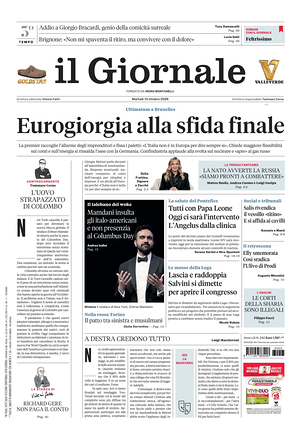 Prima pagina Il Giornale di oggi - Quotidiano nazionale