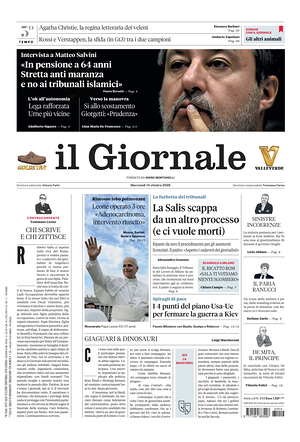 Prima pagina Il Giornale di oggi - Quotidiano nazionale