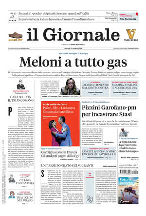 Prima pagina Il Giornale di oggi - Quotidiano nazionale