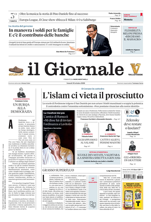 Prima pagina Il Giornale di oggi - Quotidiano nazionale