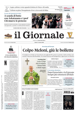 Prima pagina Il Giornale di oggi - Quotidiano nazionale
