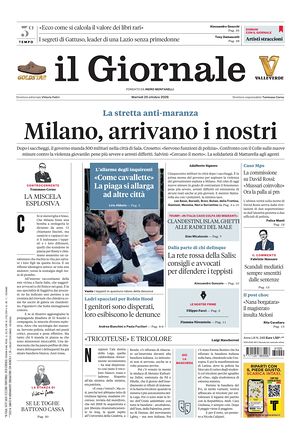 Prima pagina Il Giornale di oggi - Quotidiano nazionale