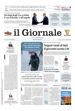 Prima pagina Il Giornale di oggi - Quotidiano nazionale