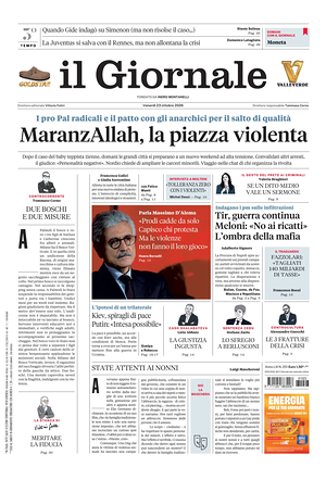 Prima pagina Il Giornale di oggi - Quotidiano nazionale