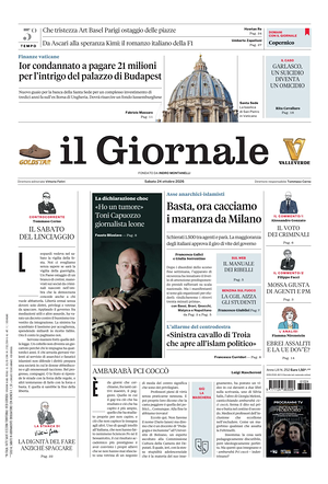 Prima pagina Il Giornale di oggi - Quotidiano nazionale